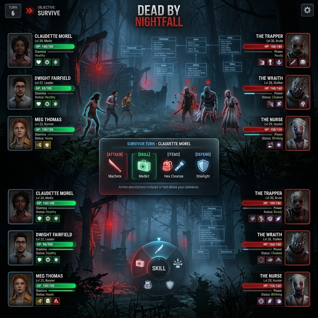 Dead by Daylight 3vs3 Turn-Based RPG